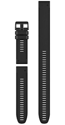 Bracelet Garmin QuickFit 26mm, silicone, noir, boucle noire (Fenix 7X/6X/5X, Tactix, etc.) + 26 cm d'extension