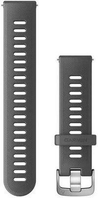 Sangle Garmin Quick Release 20mm, silicone, gris, boucle argentée (Venu, Venu Sq, Venu 2 plus, etc.)