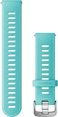 Sangle Garmin Quick Release 20mm, silicone, bleu ciel, boucle argentée (Venu, Venu Sq, Venu 2 plus, etc.)