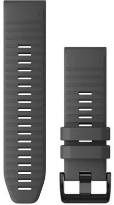 Bracelet Garmin QuickFit 26mm, silicone, gris foncé, boucle noire (Fenix 7X/6X/5X, Tactix, etc.)