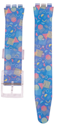 Bracelet en plastique bleu avec motif C11 pour Swatch 17mm