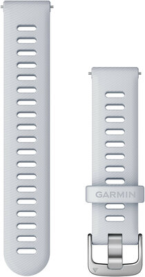 Bracelet Garmin Quick Release 18mm, silicone, blanc, boucle argentée (Venu 2S, Vívoactive 4S, Vívomove 3S)