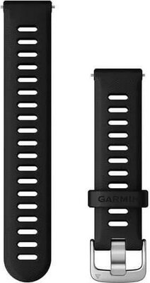 Bracelet Garmin Quick Release 18mm, silicone, noir, boucle argentée (Venu 2S, Vívoactive 4S, Vívomove 3S)