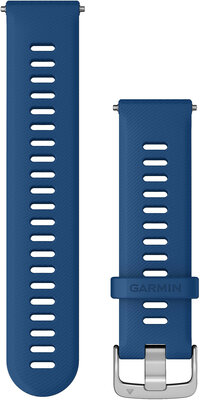 Bracelet Garmin Quick Release 22mm, silicone, bleu, boucle argentée (Venu, Forerunner 255, Vívoactive 4, etc.)