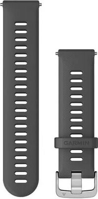 Bracelet Garmin Quick Release 22mm, silicone, gris, boucle argentée (Venu, Forerunner 255, Vívoactive 4, etc.)