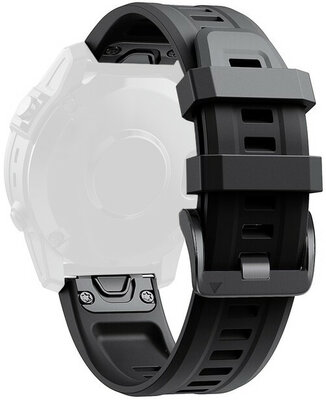 Bracelet QuickFit 26mm, silicone, noir, boucle noire (Garmin Fenix 7X/6X/5X, Tactix, etc.)