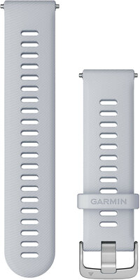 Bracelet Garmin Quick Release 22mm, silicone, blanc, boucle argentée (Venu, Forerunner 255, Vívoactive 4, etc.)