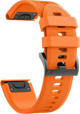 Bracelet QuickFit 22mm, silicone, orange, boucle noire (Garmin Fenix 7/6/5, Epix 2, etc.)