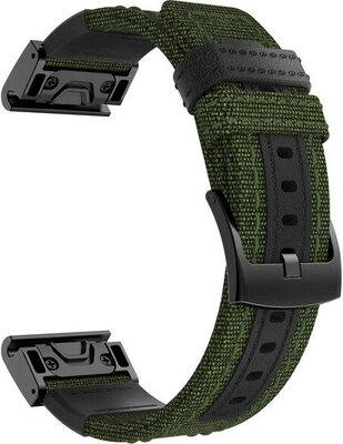 Bracelet QuickFit 22mm, nylon, vert, boucle noire (Garmin Fenix 7/6/5, Epix 2, etc.)