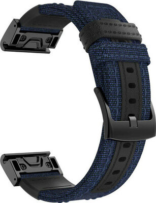 Sangle QuickFit 26mm, nylon, bleu, boucle noire (Garmin Fenix 7X/6X/5X, Tactix, etc.)