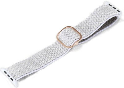 Bracelet pour Apple Watch, nylon, blanc, boucle en or rose (boîtiers 38/40/41mm)