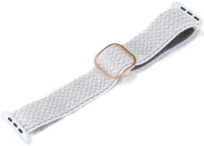 Bracelet pour Apple Watch, nylon, blanc, boucle en or rose (boîtiers 42/44/45 mm)