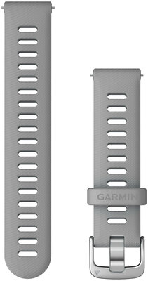 Bracelet Garmin Quick Release 18mm, silicone, gris, boucle argentée (Venu 2S, Vívoactive 4S, Vívomove 3S)