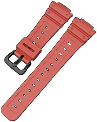 Bracelet pour Casio G-Shock, silicone, rouge, boucle noire (pour modèles GA-2100/GA-2110, DW-5600, GW-6900)