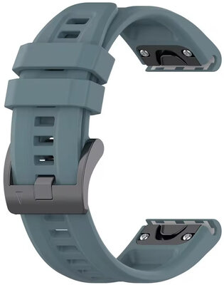 Bracelet QuickFit 26mm, silicone, gris foncé, boucle noire (Garmin Fenix 7X/6X/5X, Tactix, etc.)