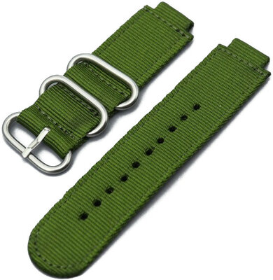 Bracelet pour Casio G-Shock, nylon, vert, boucle argentée (pour modèles GM-110/GA-2100, GA-110, DW-5600)