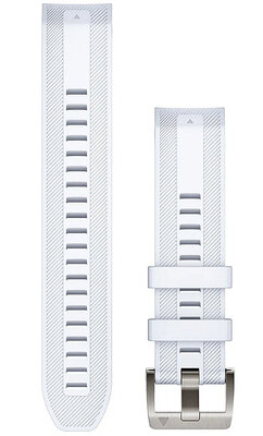 Bracelet Garmin Quickfit 22mm, silicone, blanc, boucle argentée (MARQ 2)