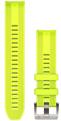 Bracelet Garmin Quickfit 22mm, silicone, jaune néon, boucle argentée (MARQ 2)