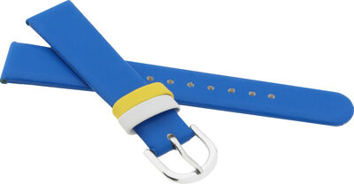 Bracelet enfant en cuir 16mm, bleu, boucle argentée