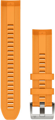 Bracelet Garmin Quickfit 22mm, silicone, orange, boucle argentée (MARQ)