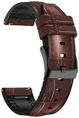 Bracelet Quick Release 22mm, cuir, marron, boucle noire (Garmin Venu, Forerunner 255, Vívoactive 4, etc.)