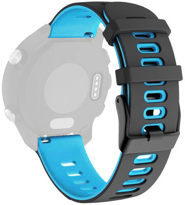 Bracelet Quick Release 22mm, silicone, bleu-noir, boucle noire (Garmin Venu, Forerunner 255, Vívoactive 4, etc.)