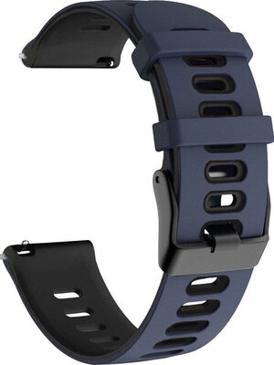 Bracelet Quick Release 22mm, silicone, noir et bleu, boucle noire (Garmin Venu, Forerunner 255, Vívoactive 4, etc.)