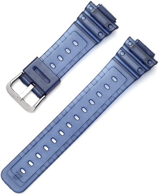 Bracelet pour Casio G-Shock, plastique, bleu foncé, boucle argentée (pour modèles GA-2100/GA-2110, DW-5600, GW-6900)