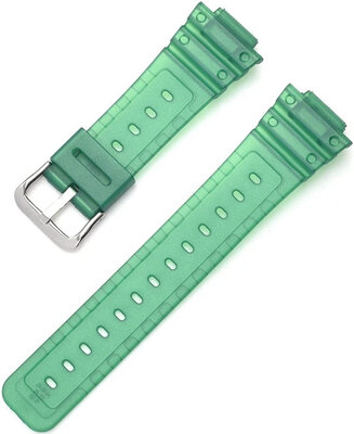 Bracelet pour Casio G-Shock, plastique, vert, boucle argentée (pour modèles GA-2100/GA-2110, DW-5600, GW-6900)