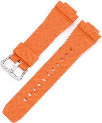 Bracelet pour Casio G-Shock, silicone, orange, boucle argentée (pour modèles GA-2100/GA-2110, DW-5600, GW-6900)