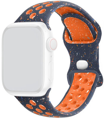 Bracelet pour Apple Watch 42/44/45mm, silicone sport, bleu-orange