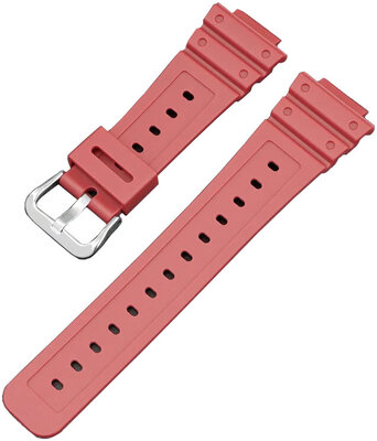 Bracelet pour Casio, silicone, rouge, boucle argentée (GA2100,DW6900)