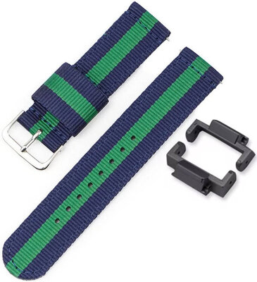 Bracelet pour Casio G-Shock, NATO, textile, bleu-vert, boucle argentée (GA-2100/GA-2110, DW-5600, GW-6900) avec adaptateur