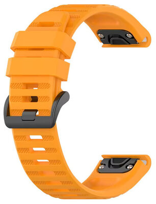 Bracelet QuickFit 26mm, silicone, orange, boucle sombre, extrémité ovale (Garmin Fenix 7X/6X/5X, Tactix, etc.)