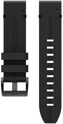 Bracelet QuickFit 26mm, cuir, noir, boucle noire (Garmin Fenix 7X/6X/5X, Tactix, etc.)