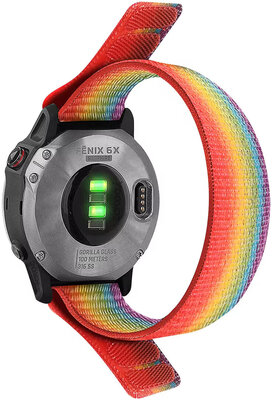 Sangle d'enfilage 22mm, nylon, arc-en-ciel (Garmin Fenix 7/6/5 etc.)