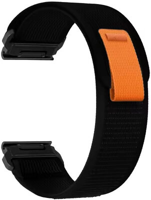 Sangle QuickFit 22mm, nylon, noir, velcro (Garmin Fenix 7/6/5, Epix 2, MARQ 2, etc.)