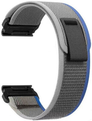 Sangle QuickFit 22mm, nylon, bleu-gris, velcro (Garmin Fenix 7/6/5, Epix 2, MARQ 2, etc.)