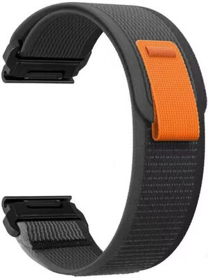 Sangle QuickFit 26mm, nylon, noir-gris, velcro (Garmin Fenix 7X/6X/5X, Tactix, etc.)