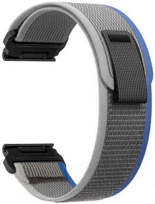 Sangle QuickFit 26mm, nylon, gris-bleu, velcro (Garmin Fenix 7X/6X/5X, Tactix, etc.)