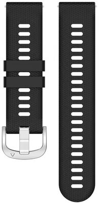 Bracelet Quick Release 18mm, silicone, noir, boucle argentée (Garmin Venu 2S, Vívoactive 4S, Forerunner 265S, Venu 3S, etc.)