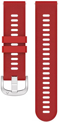 Sangle à attache rapide 18mm, silicone, rouge, boucle argentée (Garmin Venu 2S, Vívoactive 4S, Forerunner 265S, Venu 3S, etc.)