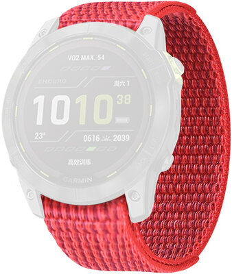 Sangle en nylon Ricardo 22mm (pour Garmin Fenix 7/6/5, etc.), rouge