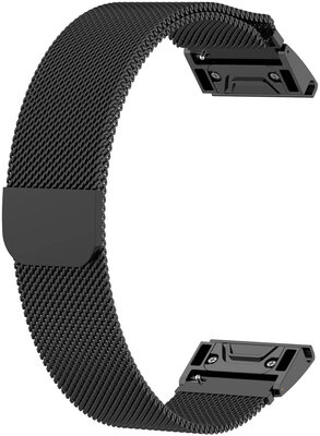 Bracelet Ricardo en acier 20 mm (pour Garmin Fenix 7S, Epix 2, 42mm, etc.), noir, QuickFit