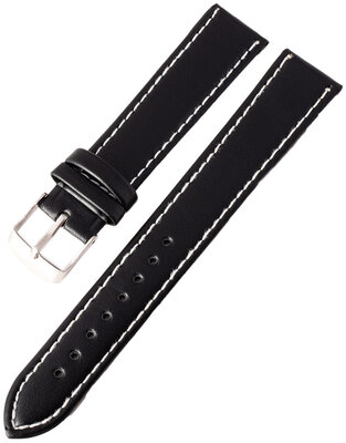 Bracelet en cuir Ricardo Bologna, noir avec surpiqûres blanches